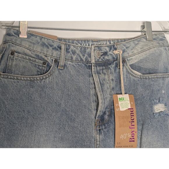 VANILLA STAR Juniors size 11 90s Boyfriend jeans super high rise Distressed NWT - Picture 3 of 7